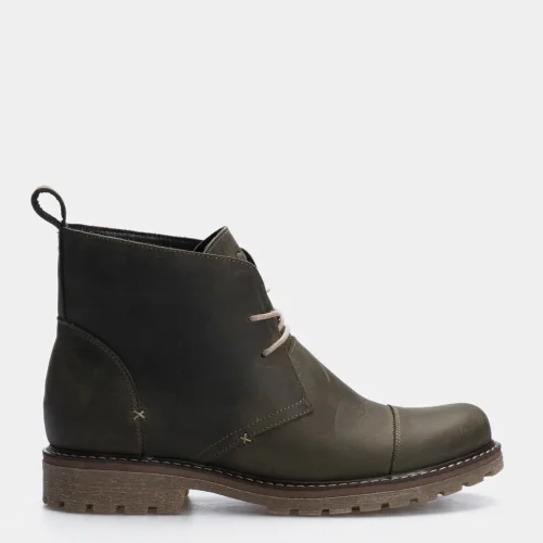 Women’s Green Aged Leather Desert Boots