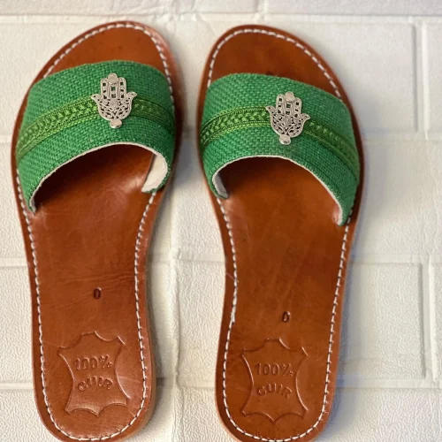 Women’s Turquoise Hamsa Moroccan Leather Sandals