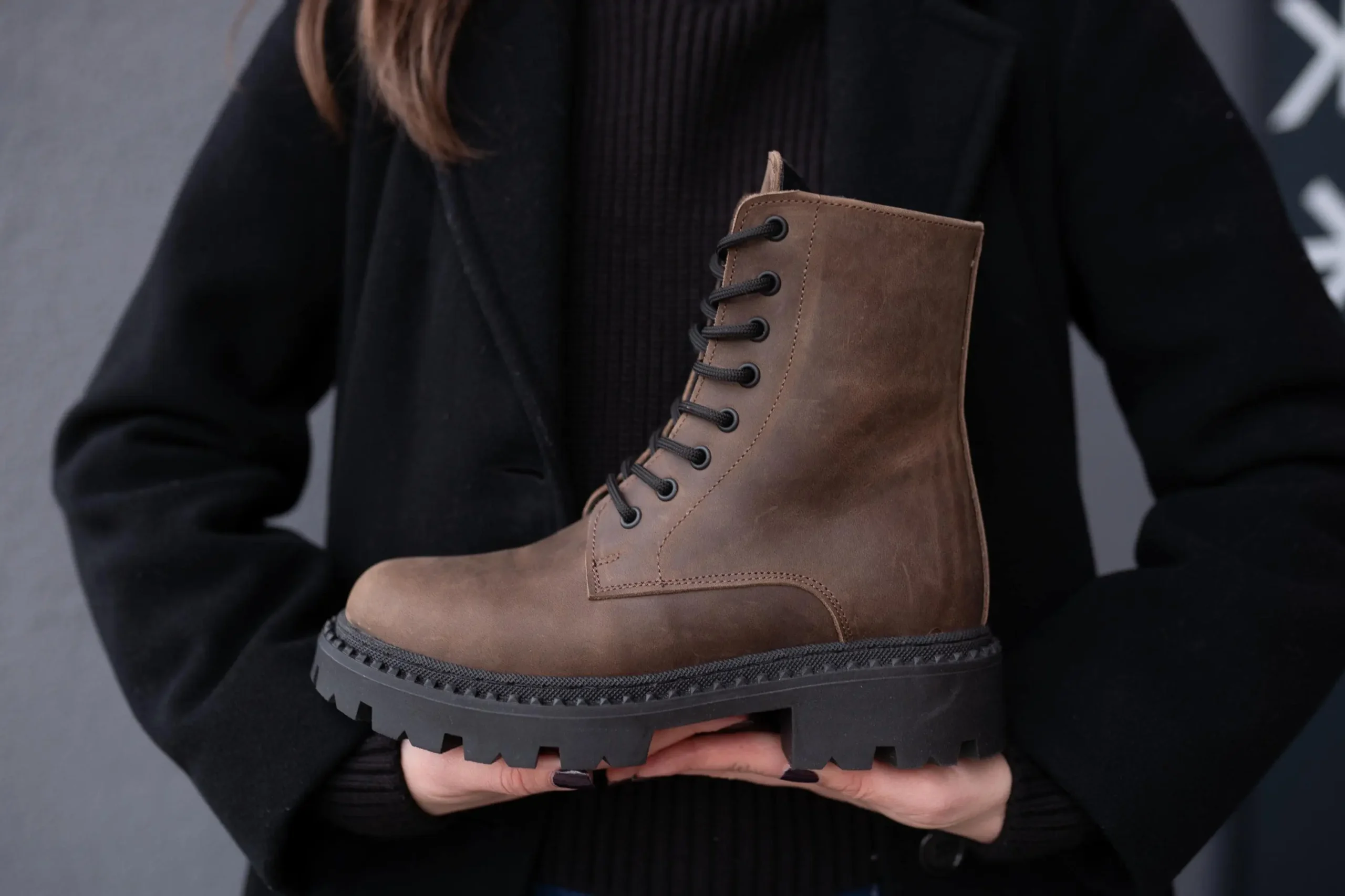 Handmade Leather Ankle Boots Vintage Brown Lace Up