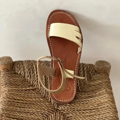 Women’s Blond Moroccan Handmade Leather Flat Sandals