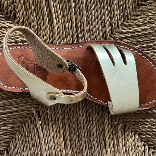 Women’s Blond Moroccan Handmade Leather Flat Sandals