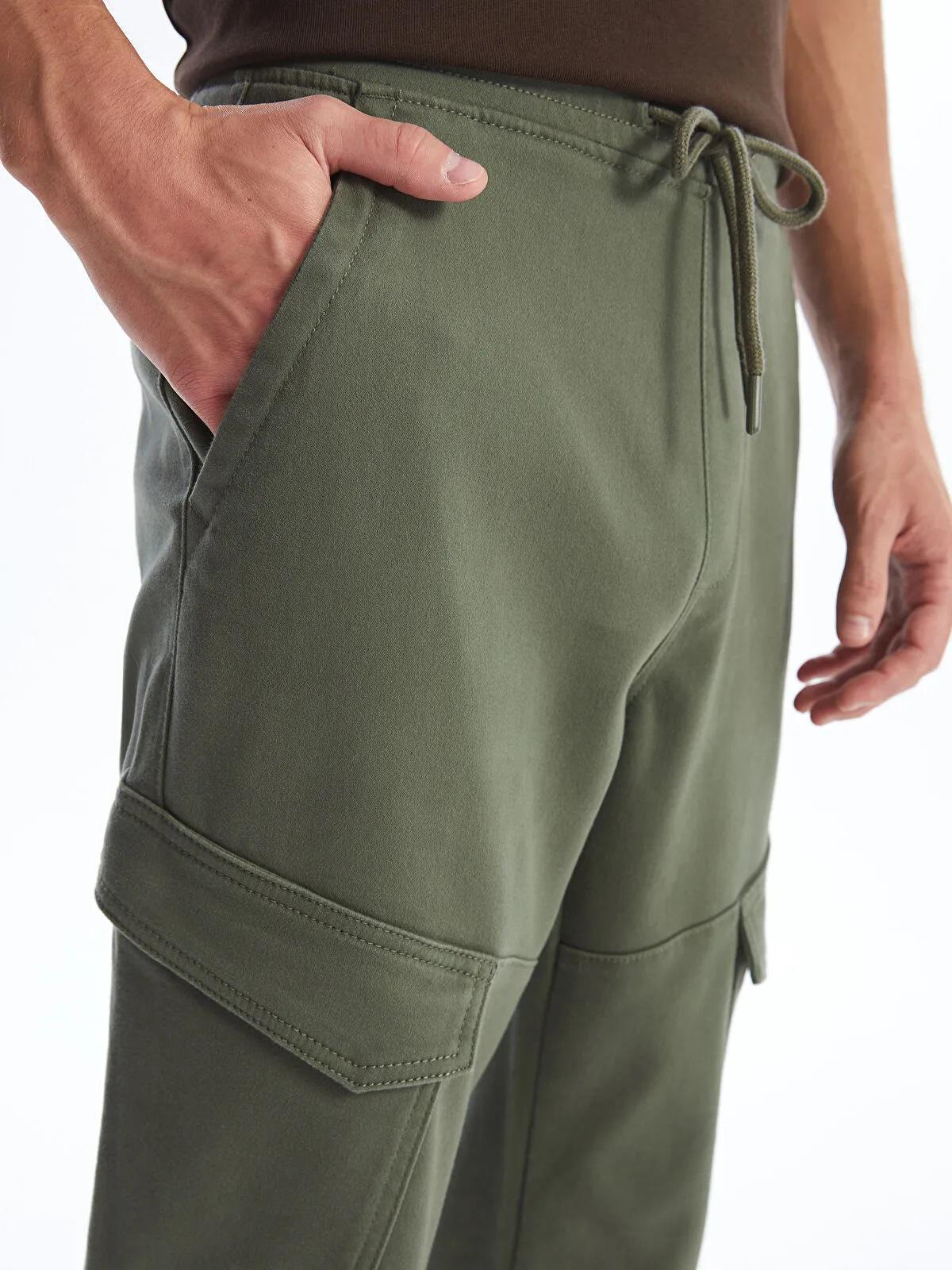 Men's Elastic Waist Cargo Pants: Durable Cotton Blend