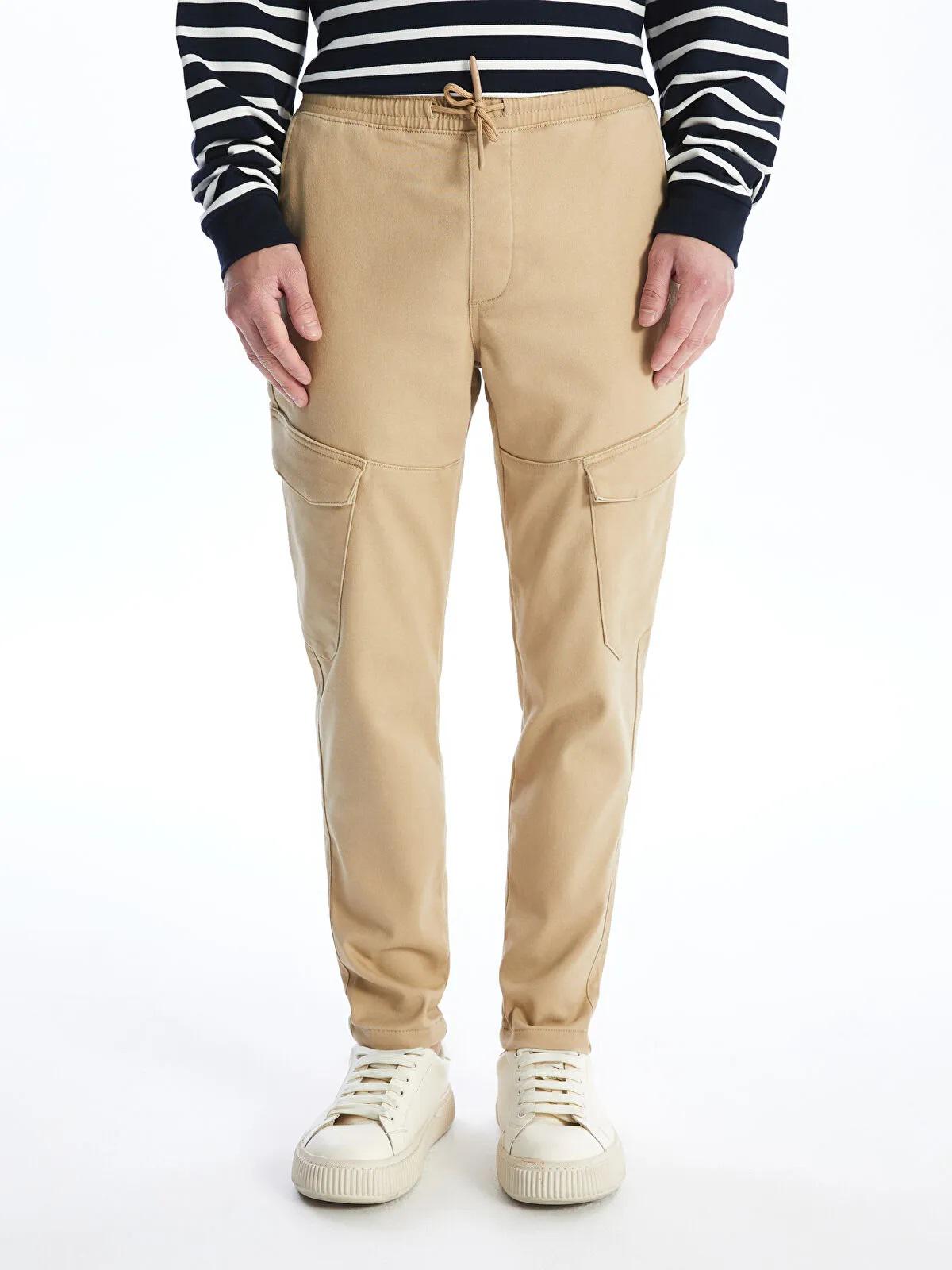 Men's Elastic Waist Cargo Pants: Durable Cotton Blend