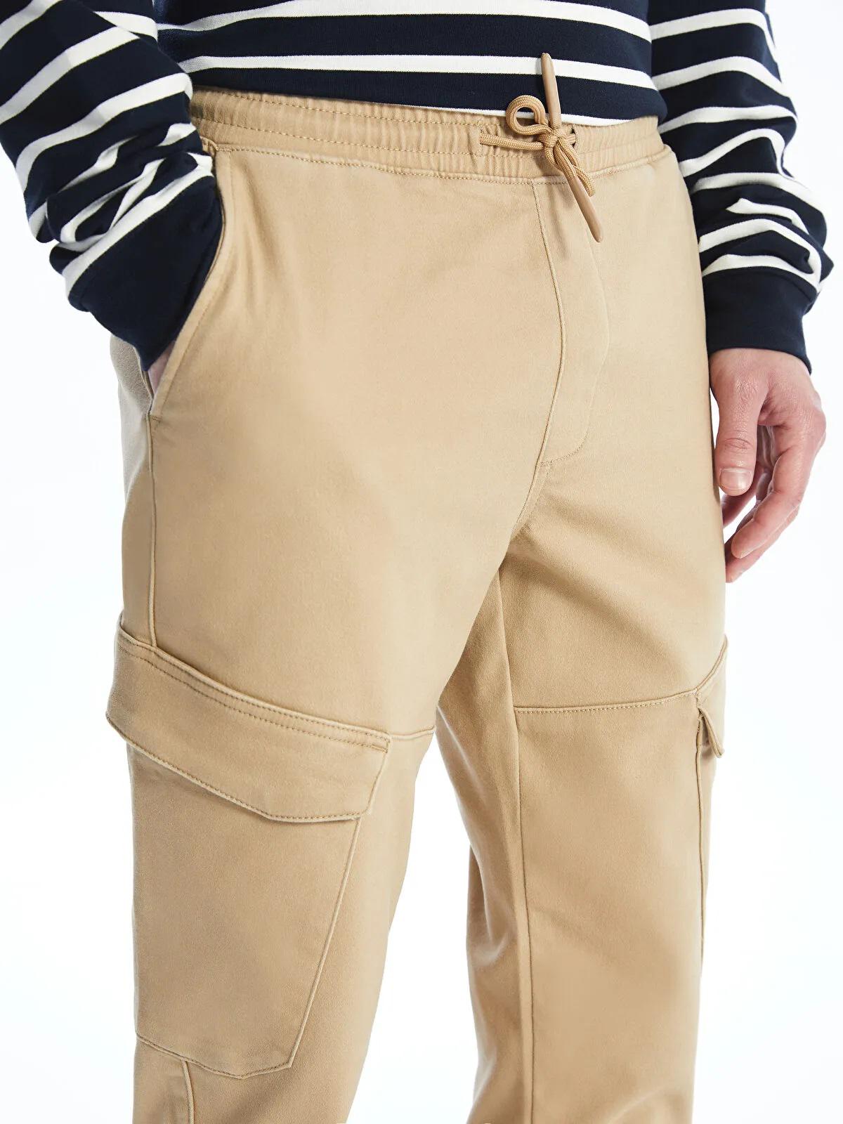 Men's Elastic Waist Cargo Pants: Durable Cotton Blend