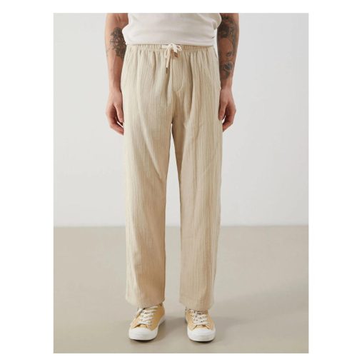 Men's Muslin Linen Pants: Elastic Waist Summer Beach