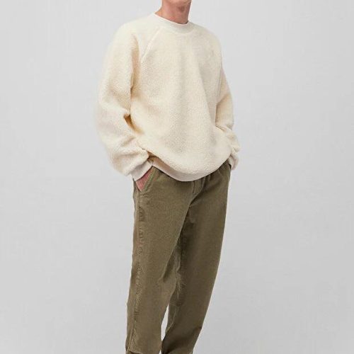 Men's Brown Corduroy Jogger Pants: Loose Fit Cotton