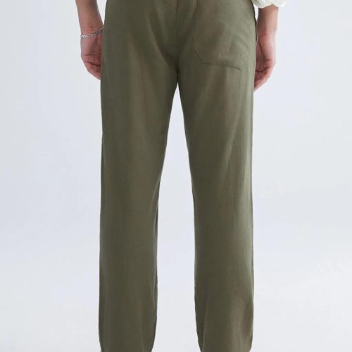 Loose Fit Cotton Linen Look Pants: Wide Leg