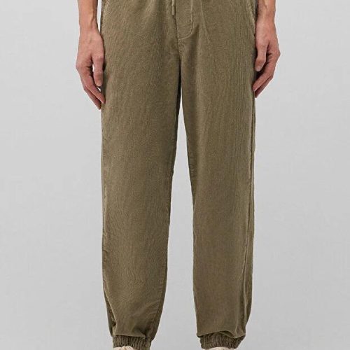 Men's Brown Corduroy Jogger Pants: Loose Fit Cotton