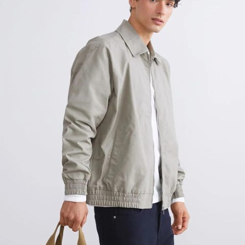 Men's Cotton Bomber Jacket: Lightweight Windbreaker Elastic Cuffs
