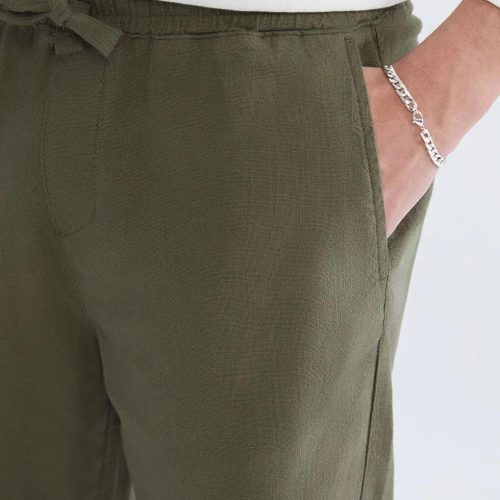 Loose Fit Cotton Linen Look Pants: Wide Leg