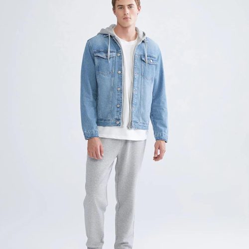 Men's Hooded Denim Jacket: Y2k Vintage Style Relaxed