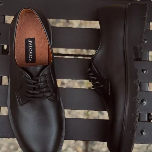 Handcrafted Leather Derby Shoes Men's Black Brown