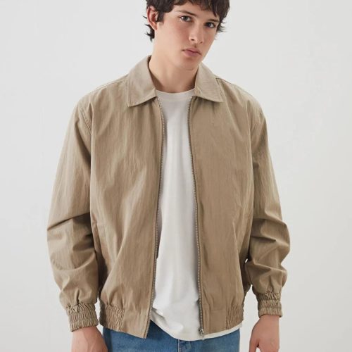 Men's Cotton Bomber Jacket: Lightweight Windbreaker Elastic Cuffs
