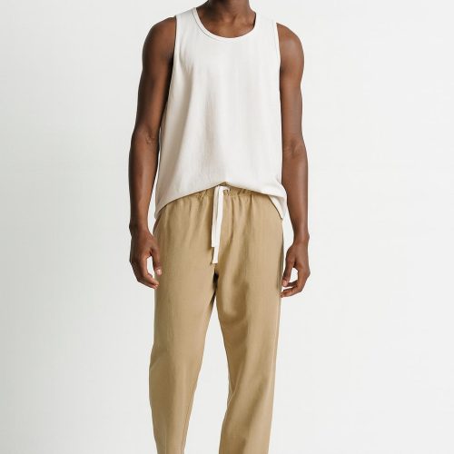 Men's Linen Pants: Elastic Waist Summer Beach Trousers