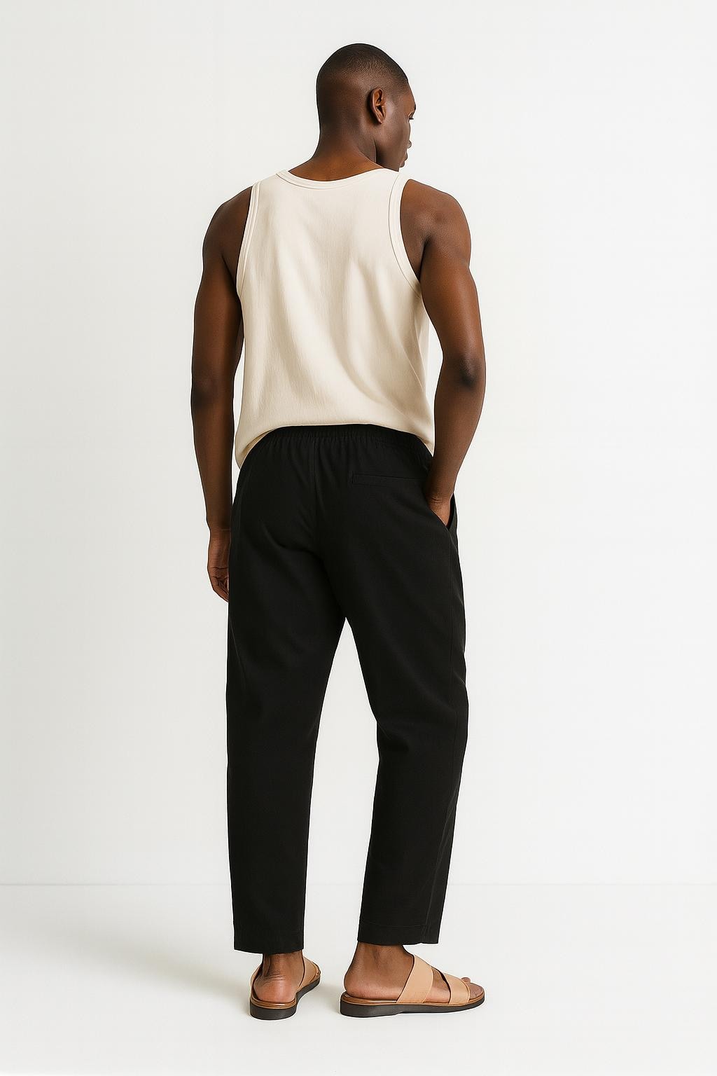 Men's Linen Pants: Elastic Waist Summer Beach Trousers