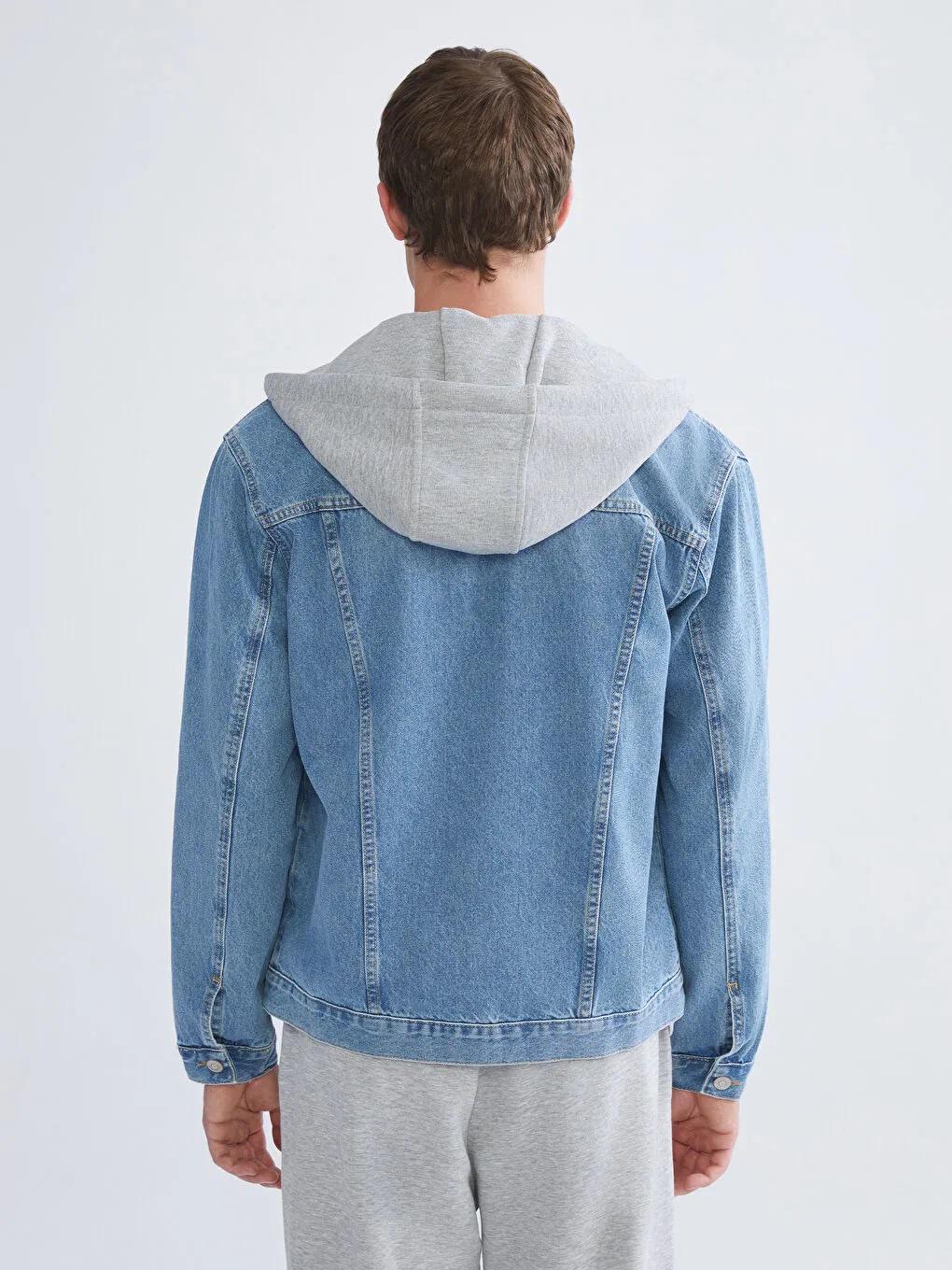 Men's Hooded Denim Jacket: Y2k Vintage Style Relaxed
