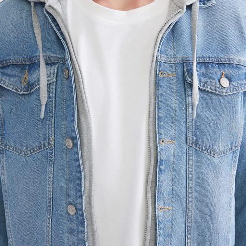 Men's Hooded Denim Jacket: Y2k Vintage Style Relaxed