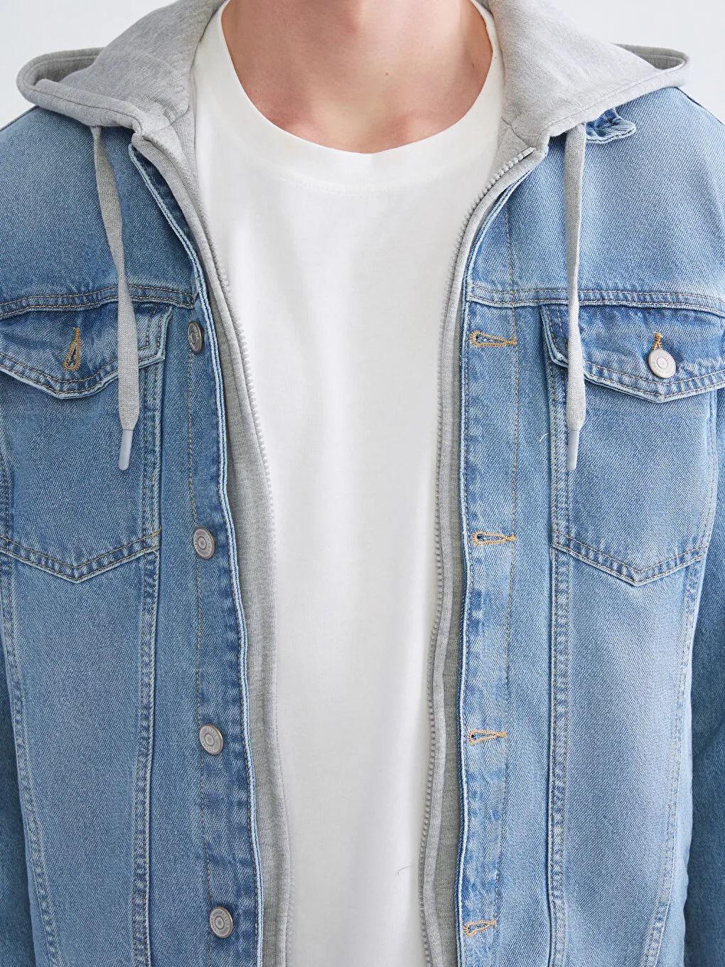 Men's Hooded Denim Jacket: Y2k Vintage Style Relaxed
