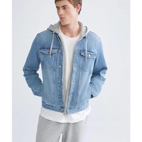 Men's Hooded Denim Jacket: Y2k Vintage Style Relaxed