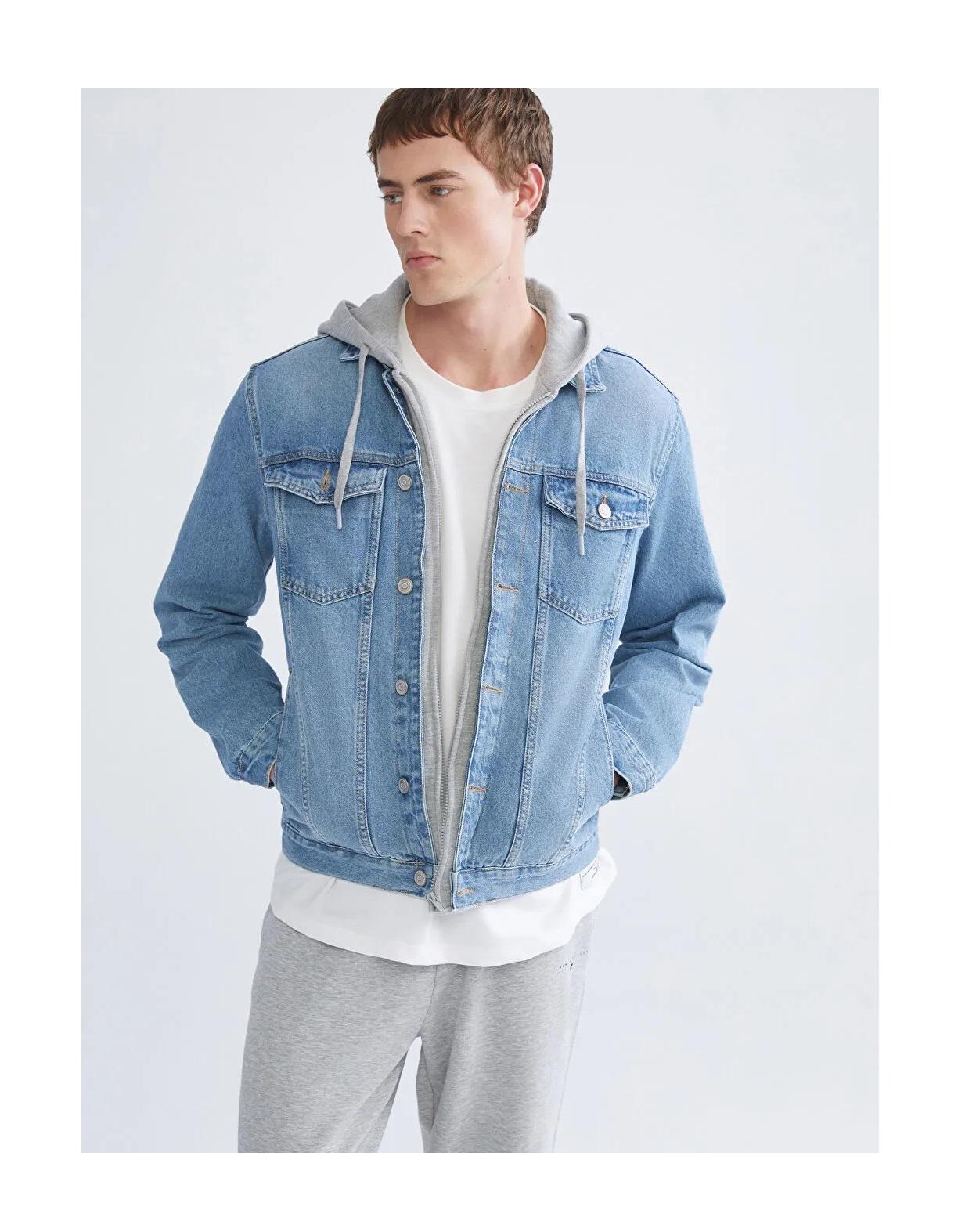 Men's Hooded Denim Jacket: Y2k Vintage Style Relaxed
