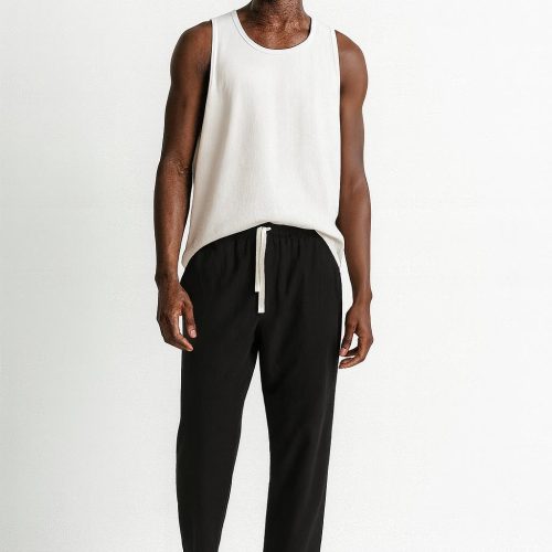Men's Linen Pants: Elastic Waist Summer Beach Trousers