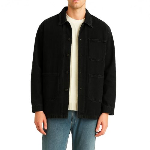 Men's Denim Trucker Jacket: Blue Or Black Jeans