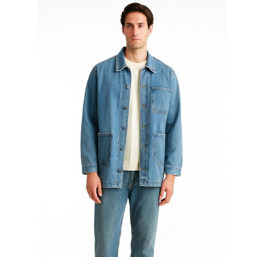 Men's Denim Trucker Jacket: Blue Or Black Jeans