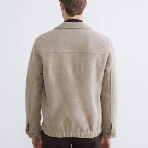 Men's Beige Wool Blend Jacket Minimalist Winter Coat
