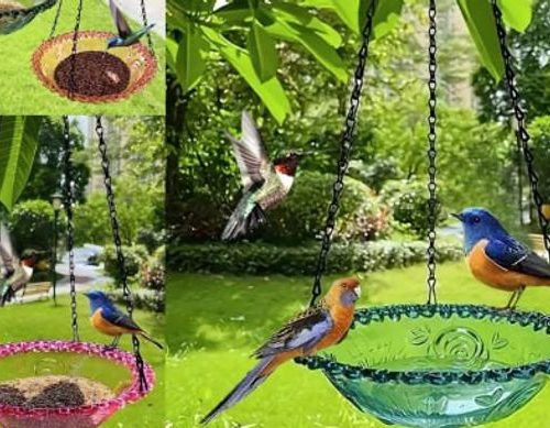 Best Seller Hanging Bird Feeder Tray – Outdoor Garden & Balcony Bird Feeding Dish With Iron Chain