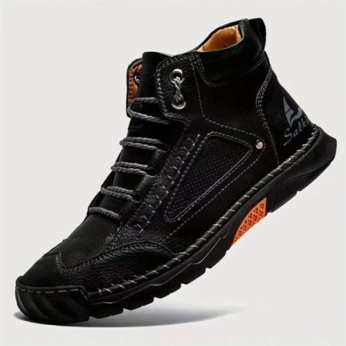 Mens Comfortable Handmade Leather Boots Waterproof Arch Support Pressure Relief