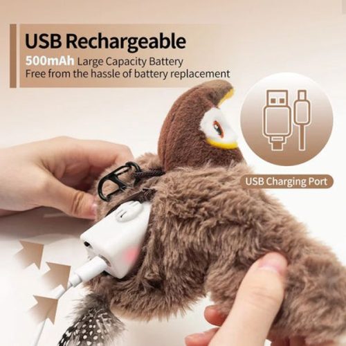 Interactive Flapping Bird Cat Toy With Realistic Sounds Catnip Plush Indoor Play