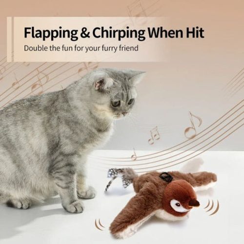 Interactive Flapping Bird Cat Toy With Realistic Sounds Catnip Plush Indoor Play