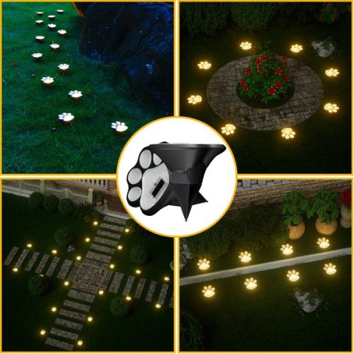 2pcs Solar Lawn Lamp Led Simulation Footprint Dog Claw Floor Lamp Outdoor Rainpr
