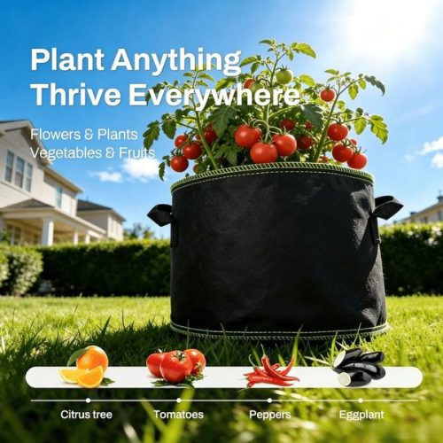 5-pack 5 Gallon Grow Bags Heavy Duty Aeration Fabric Pots With Handles For Veget