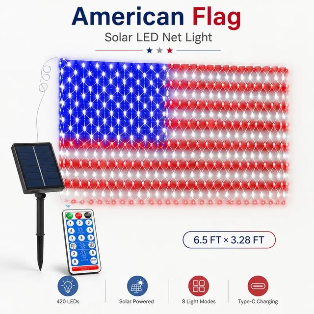 50 Off Sale On July 4-----solar American Flag Lights Outdoor