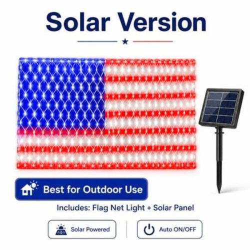 50 Off Sale On July 4-----solar American Flag Lights Outdoor